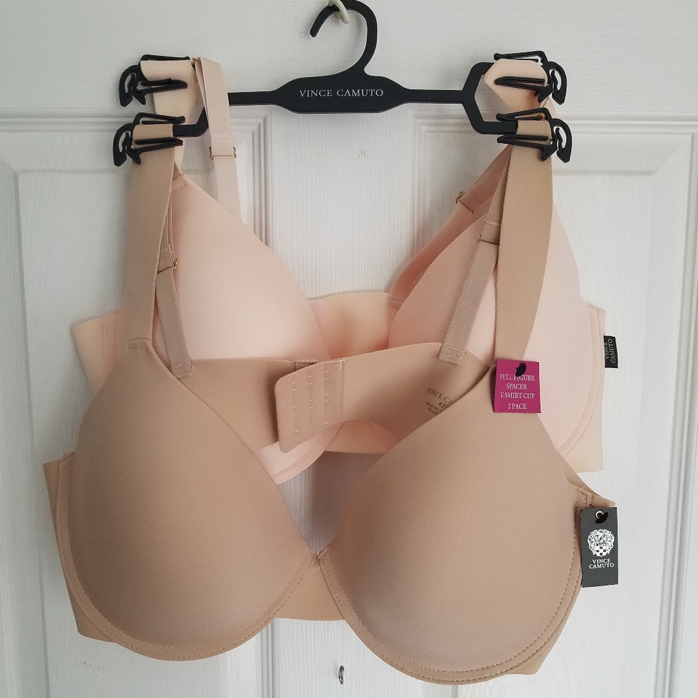 NWOT Vince Camuto Full Figure Spacer Tshirt Cup 2 Pack Bras size 42 D Nude Peach